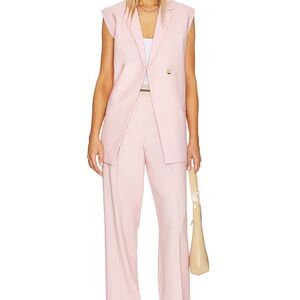 Helmut Lang Blazer Vest and Pull On Suit Pant in Lucid Pink set